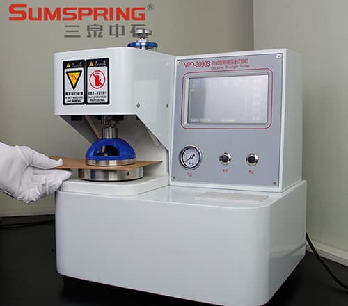 紙箱耐破測試儀安裝試樣操作圖 紙箱耐破測試儀安裝試樣操作圖